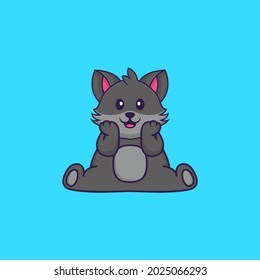 Cute cat is sitting. Animal cartoon concept isolated. Can used for t-shirt, greeting card, invitation card or mascot.