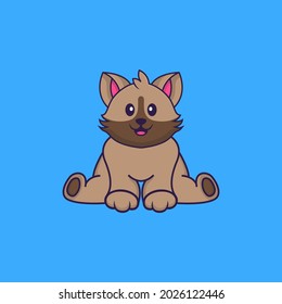 Cute cat is sitting. Animal cartoon concept isolated. Can used for t-shirt, greeting card, invitation card or mascot.