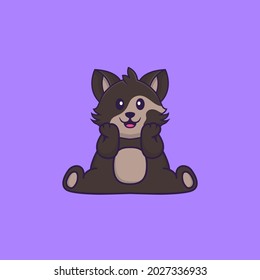 Cute cat is sitting. Animal cartoon concept isolated. Can used for t-shirt, greeting card, invitation card or mascot.
