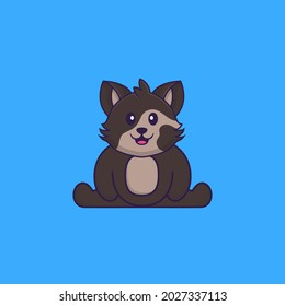 Cute cat is sitting. Animal cartoon concept isolated. Can used for t-shirt, greeting card, invitation card or mascot.