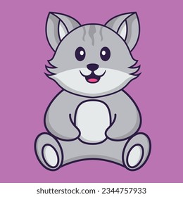 Cute cat is sitting. Animal cartoon concept isolated
