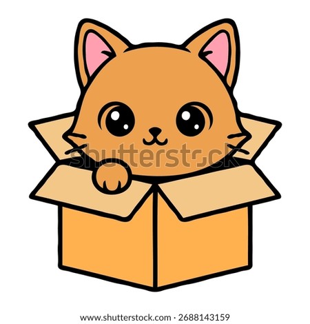 Cute Cat Sitting In A Box