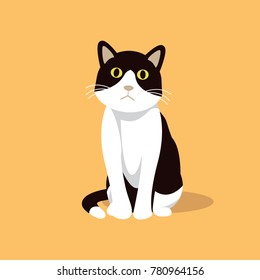 
Cute Cat Sitting Cartoon Flat Style
