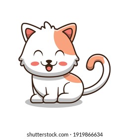 Cute cat is sitting cartoon illustration