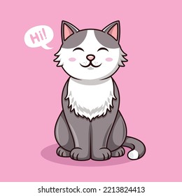 Cute cat sitting cartoon illustration
