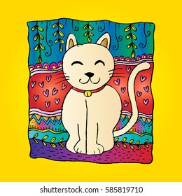 Cute cat sitting . Cartoon style.
