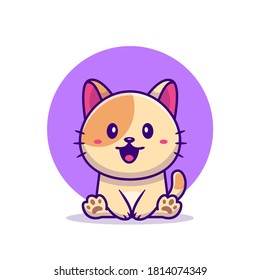 Cute Cat Sitting Cartoon Vector Icon Illustration. Animal Love Icon Concept Isolated Premium Vector. Flat Cartoon Style