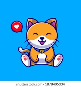 Cute Cat Sitting Cartoon Vector Icon Illustration. Animal Nature Icon Concept Isolated Premium Vector. Flat Cartoon Style