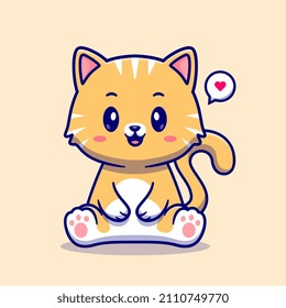 Cute Cat Sitting Cartoon Vector Icon Illustration. Animal Nature Icon Concept Isolated Premium Vector. Flat Cartoon Style