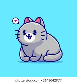 Cute Cat Sitting Cartoon Vector Icon Illustration. Animal Nature Icon Concept Isolated Premium Vector. Flat Cartoon Style