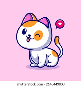 Cute Cat Sitting Cartoon Vector Icon Illustration. Animal Nature Icon Concept Isolated Premium Vector. Flat Cartoon 
Style 