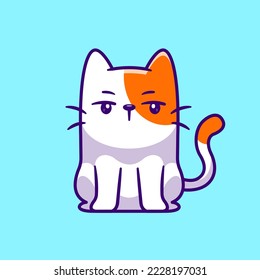 Cute Cat Sitting Cartoon Vector Icon Illustration. Animal Nature Icon Concept Isolated Premium Vector. Flat Cartoon Style