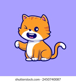 Cute Cat Sitting Cartoon Vector Icon Illustration. Animal Nature Icon Concept Isolated Premium Vector. Flat Cartoon Style