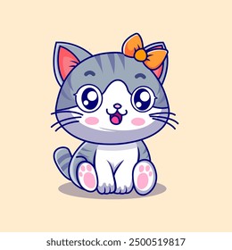 Cute Cat Sitting Cartoon Vector Icon Illustration Animal Nature Icon Isolated Flat Vector