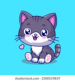 Cute Cat Sitting Cartoon Vector Icon Illustration Animal Nature Icon Isolated Flat Vector