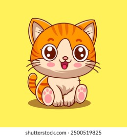 Cute Cat Sitting Cartoon Vector Icon Illustration Animal Nature Icon Isolated Flat Vector