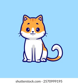 Cute Cat Sitting Cartoon Vector Icon Illustration. Animal 
Nature Icon Concept Isolated Premium Vector. Flat Cartoon 
Style 