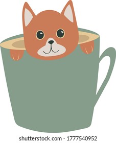 Un gato lindo sentado en una copa