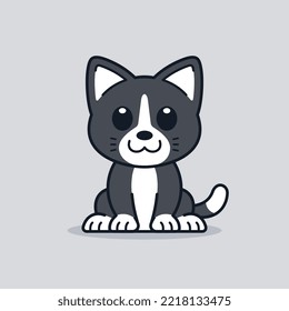 Ilustración de un gato corto sentando abajo