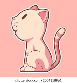 Cute Cat Sitting Flat Vector Art