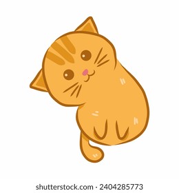 cute cat sitting with its head tilted illustration. cute cat flat illustration. cat tilting its head. orange cat illustration.