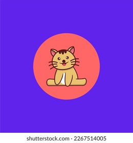CUTE CAT SITTING LOGO DESIGN