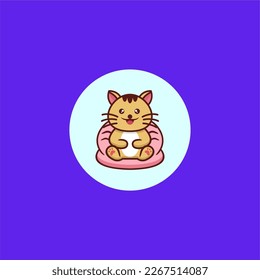 CUTE CAT SITTING LOGO DESIGN