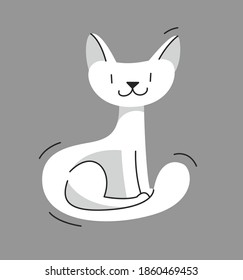 Cute cat sitting and looking vector illustration, domestic pet cartoon.