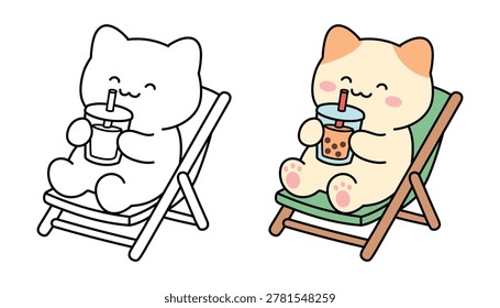 Cute Cat Sitting Beach