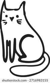 Nette Katze sitzt auf dem Boden, Vektorgrafik im Cartoon-Logo