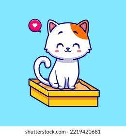 Ilustración Del Icono Del Vector De Caricatura De La Caja De Arena. Concepto de icono de la naturaleza animal Vector Premium aislado. Estilo de dibujo plano