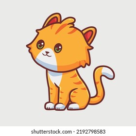 cute cat sitting smiling. isolated cartoon animal illustration. Flat Style Sticker Icon Design Premium Logo vector. Mascot Character