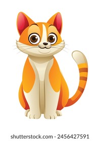 Cute cat sitting. Vector cartoon illustration isolated on white background