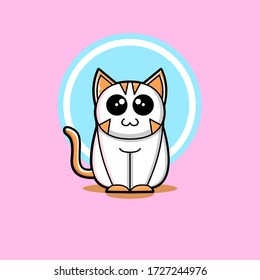 linda ilustración vectorial sentada de gato con fondo colorido. sesión de ilustración de gatito kawaii