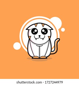 cute cat sitting vector illustration with colorful background. kawaii cat illustration sitting