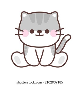 Cute cat sitting.Animal cartoon character design.Vector illustration.