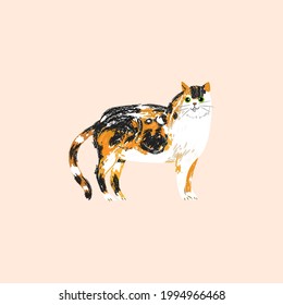 Cute cat sketch icon vector illustration. Engraving,line , black.