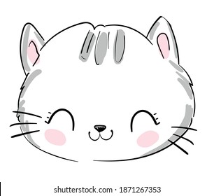 Cute Cat Sketch-Vektorgrafik, Print-Design-Katze, Kinder drucken auf T-Shirt. Handgezeichnete Katze.