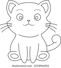 Cute Cat Sketch Outline Draw to Color