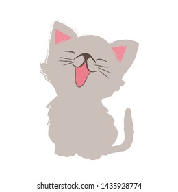 cute cat sketch vector illustration, print design cat, children print on t-shirt girl, illustration with text Meow.
