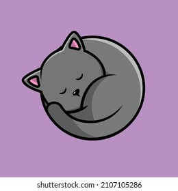 Cute Cat Sleep Cartoon Vector Icon Illustration. Animal Icon Concept Isolated Premium Vector. Flat Cartoon Style
