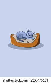 Cute cat sleep character design illustration