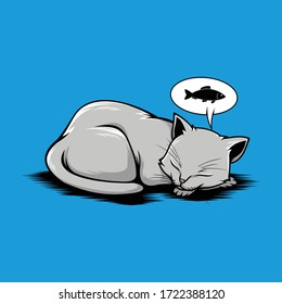 Vector de ilustración de sueño de gato mate