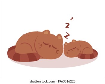 Cute cat sleeping cartoon art illustration
