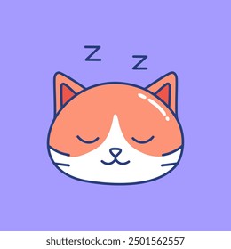 Ilustración linda del icono del Vector del estilo plano de la historieta del gato que duerme