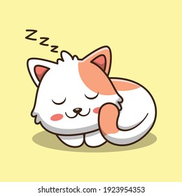 cute cat sleeping cartoon illustration