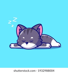 Cute Cat Sleeping Cartoon Vector Icon Illustration. Animal Nature Icon Concept Isolated Premium Vector. Flat Cartoon Style