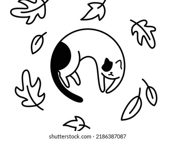 Buen gato durmiendo. Ilustración de icono del vector de dibujos animados. Estilo de caricatura plano