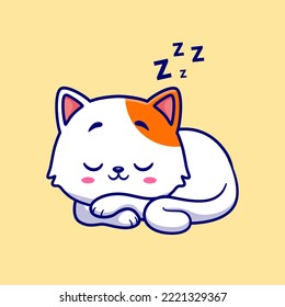 Cute Cat Sleeping Cartoon Vector Icon Illustration. Animal Nature Icon Concept Isolated Premium Vector. Flat Cartoon Style