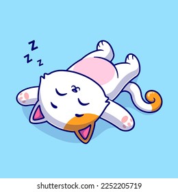 Cute Cat Sleeping Cartoon Vector Icon Illustration. Animal Nature Icon Concept Isolated Premium Vector. Flat Cartoon Style